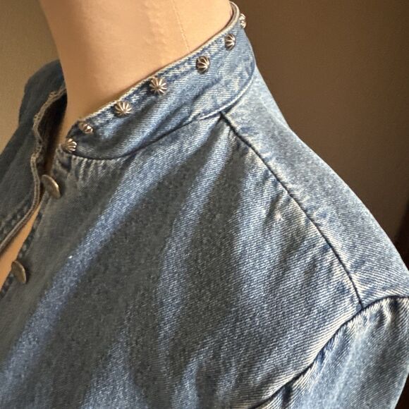 Vintage Stonebridge Womens Size 6 Blue Denim Studded Western Jean Jacket - Picture 8 of 8